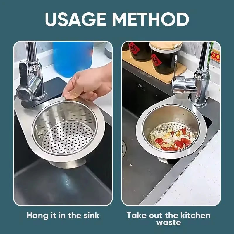 Stainless Steel Swan Sink Strainer Basket Kitchen Sink Garbage Filter Swan Dry And Wet Separation Hook Drain Rack