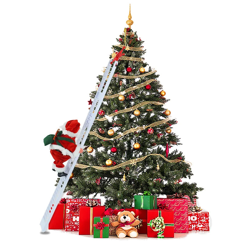 2024 Santa Claus Doll Climbing Ladder with Music Christmas Tree Ornaments Decorations For Home 2025 Navidad New Year Kids Gift