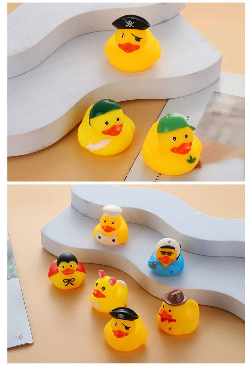 Baby Bath Toys Cute Little Yellow Duck with Squeeze Sound Floating Duck Bath Toys Soft Rubber Float Duck Water Toy Gift for Kids