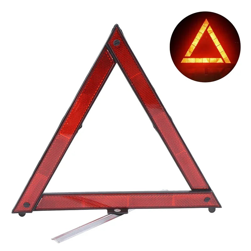 Car Tripod Folded Stop Sign Reflector Car Emergency Breakdown Warning Tool Triangle Red Reflective Safety Hazard Car Accessories