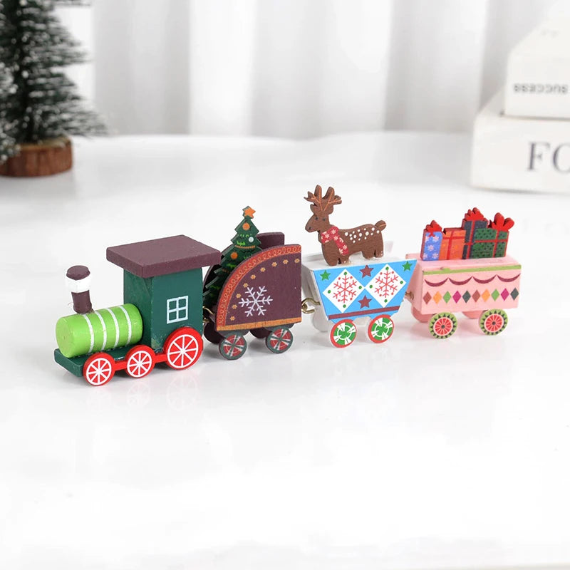 Christmas Wooden Train Merry Christmas Decorations for Home 2024 Xmas Tree Ornament  Navidad Noel Kids Gift Happy New Year 2025