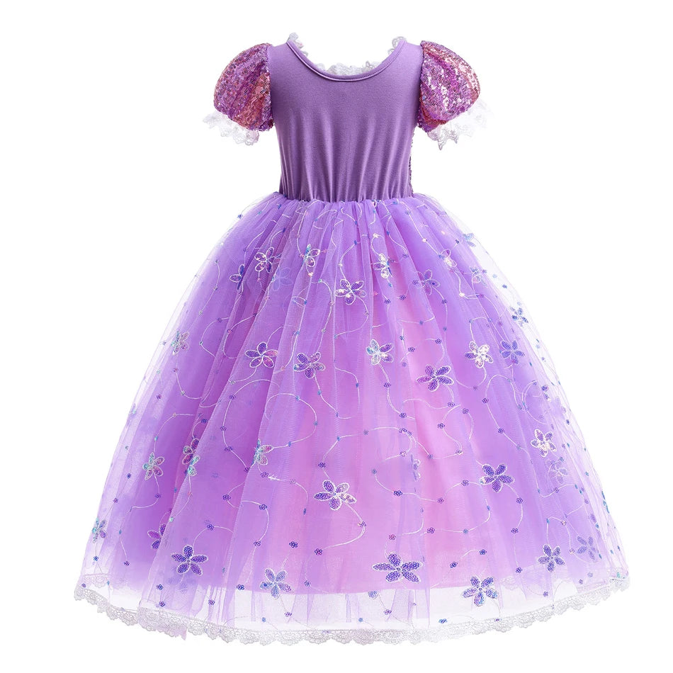 Children Girl Rapunzel Dress Kids Tangled Disguise Carnival Girl Princess Costume Birthday Party Gown Outfit Clothes 2-10 Years