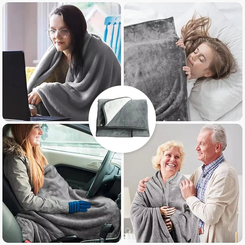 USB Electric Heated Blanket Adjustable 3 Heating Levels Heated Shawl Household Office Fast Heating Washable Body Warmer Blanket