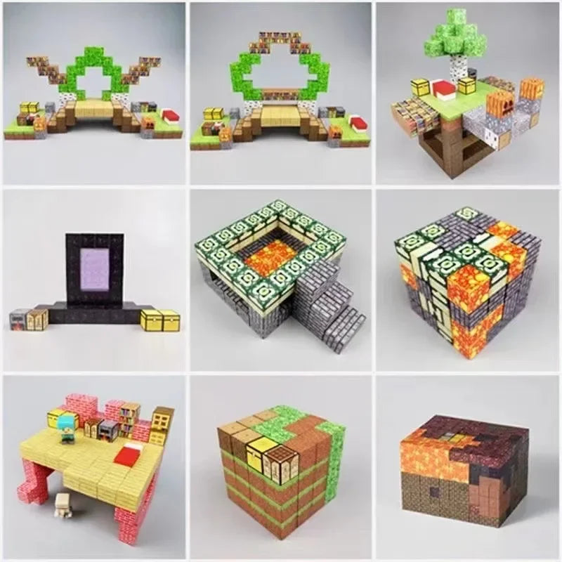 76 style my world Minecraftinglys mini-assembly diagram magnetic building blocks splicing mine magnet model building blocks toys