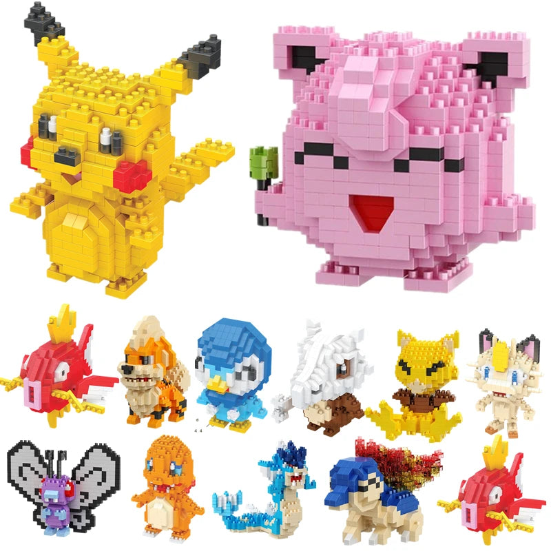 Pokémon Doll Miniature Diamond Building Blocks, Small Particles Assembled, DIY Puzzle, Pikachu, Animal Model