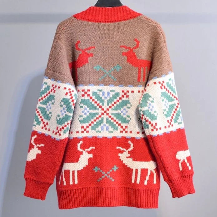 Knitted Ugly Christmas Sweater Knit Sweaters For Men Cardigan Couple Vintage Sweater Cardigans Coat Y2K Jacket Men's Clothing