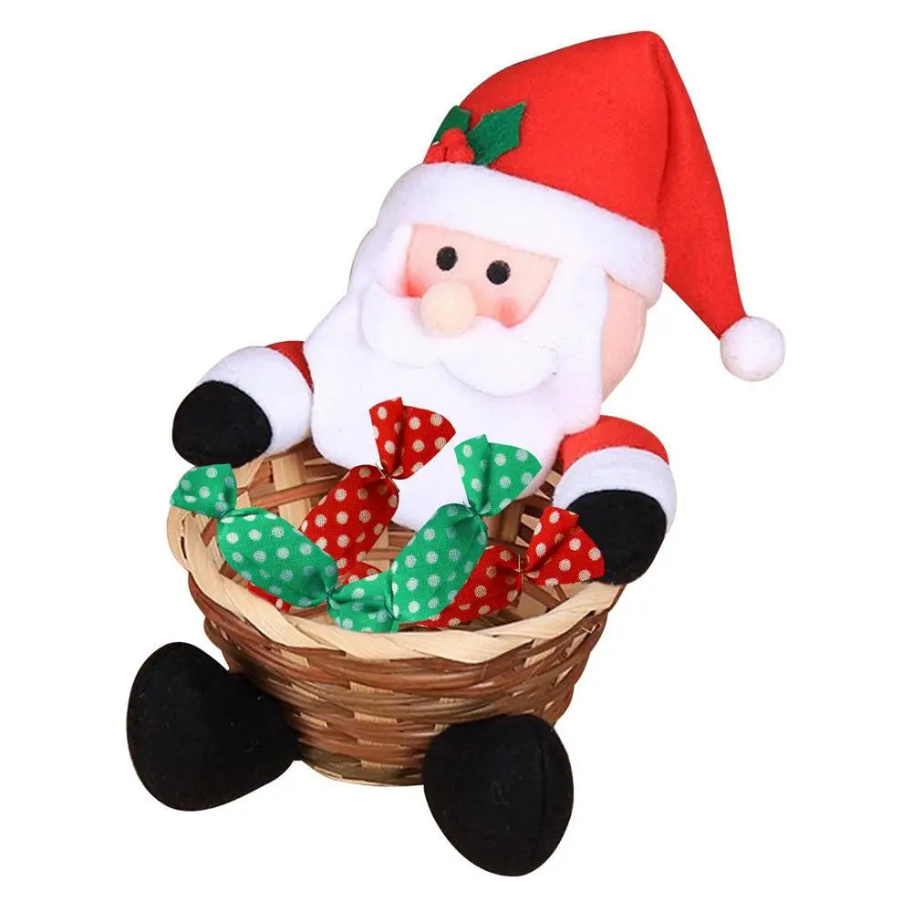 Christmas Candy Bowl Basket Christmas Table Decor Candy Holder Christmas Candy Storage Basket with Gingerbread Man Penguin Deer