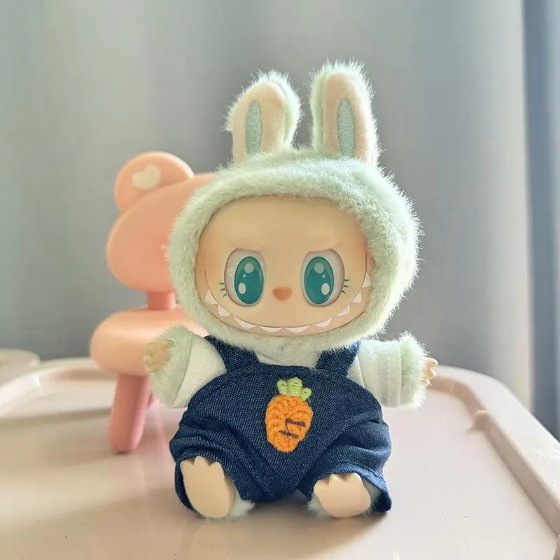 17cm Mini Plush Doll'S Clothes Outfit Accessories For Korea Kpop Exo Labubu I II Idol Dolls Sitting Party overalls Clothing Gift