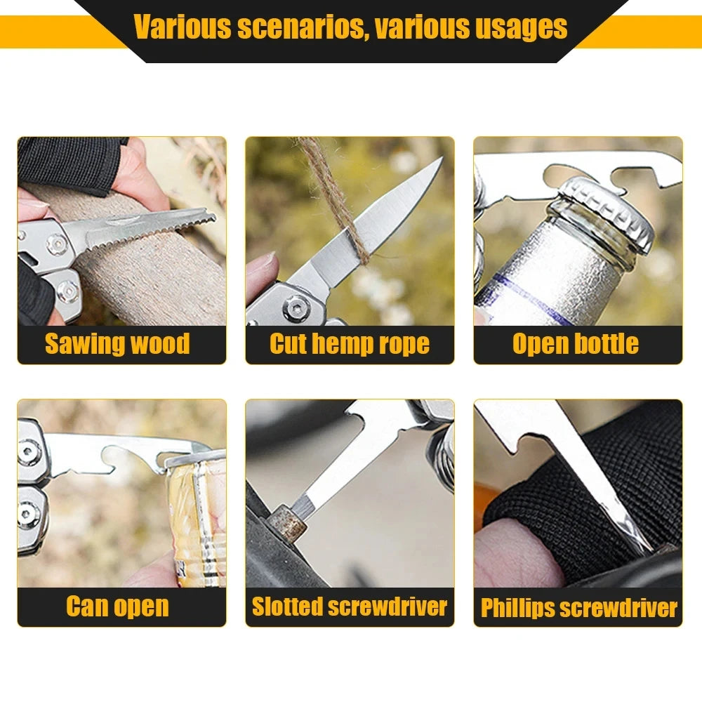 Multipurpose Knife Stainless Steel Multi-tool Pocket Knife Pliers Folding Knife Pliers Portable Folding Blade Survival Knife