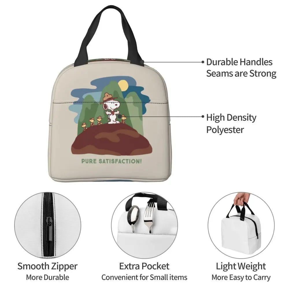 Custom Funny Cartoon Snoopy Lunch Box Waterproof Thermal Cooler Food Insulated Lunch Bag Kids For Kids Portable Picnic Tote Bags