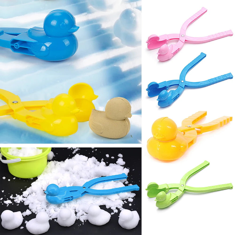 Cute Duck Shaped Snowball Maker Clip Children Outdoor Plastic Winter Snow Sand Mold Tool for Snowball Fight Outdoor Fun Sports