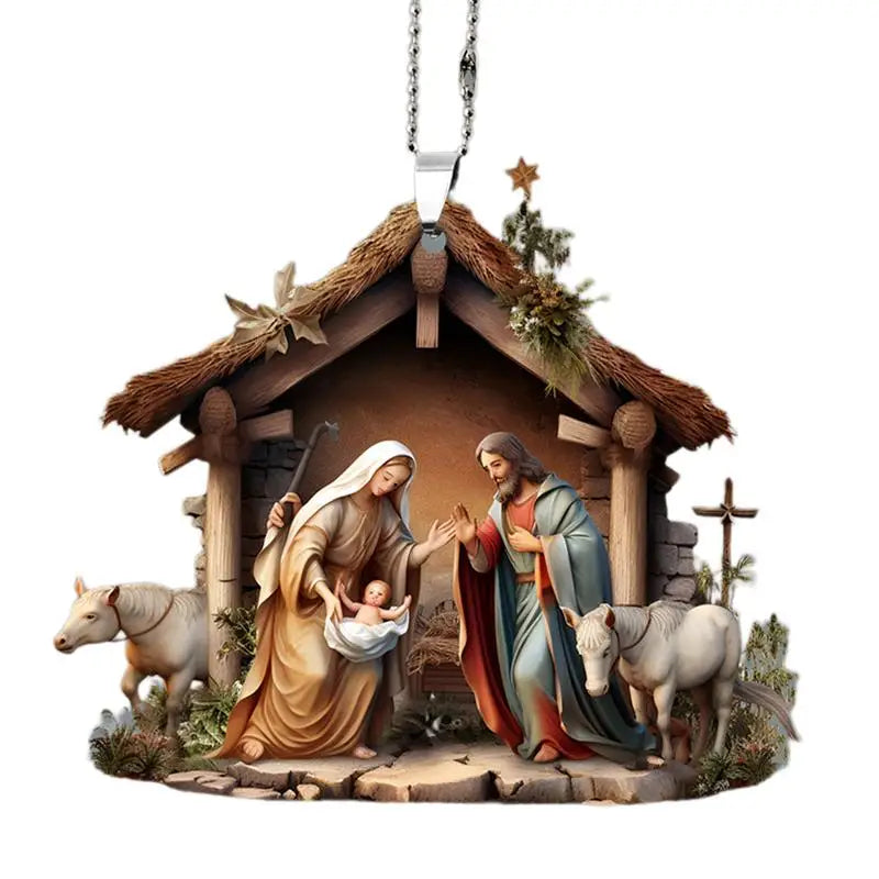 Nativity Scene Ornaments The Birth Of Jesus Decor Nativity Scene Christmas Tree Decoration Acrylic Nativity Scene Pendant Not 3D