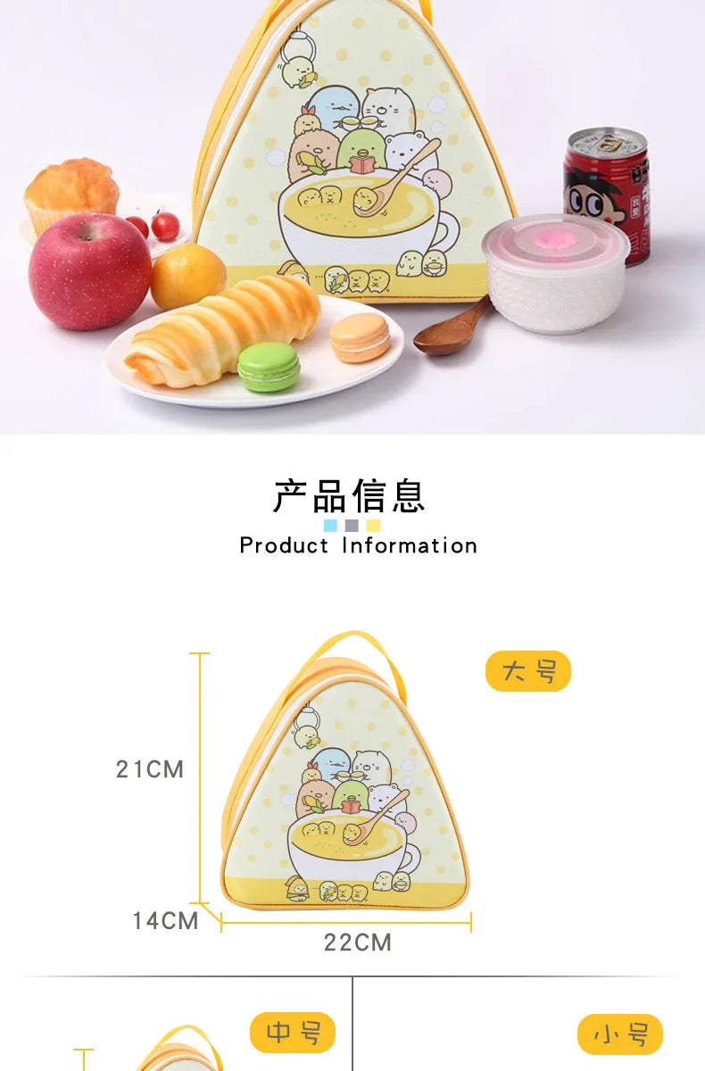 Breakfast Insulation Thermal Bag Small Triangular Rice Ball Lunch Box Bags Cute Portable Food Bento Fresh Pouch for Women Kids