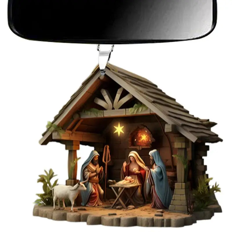 Christmas Nativity Scene Ornaments The Birth Of Jesus Decor Nativity Scene Acrylic 3D Decoration For Christmas Tree car Decor