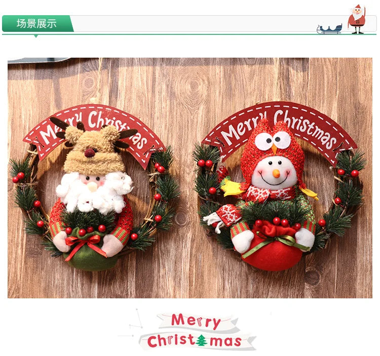 Elk Snowman Rattan Circle Christmas Flower Wreath Shopping Mall Window Christmas Tree Christmas Decorations Children's Doll