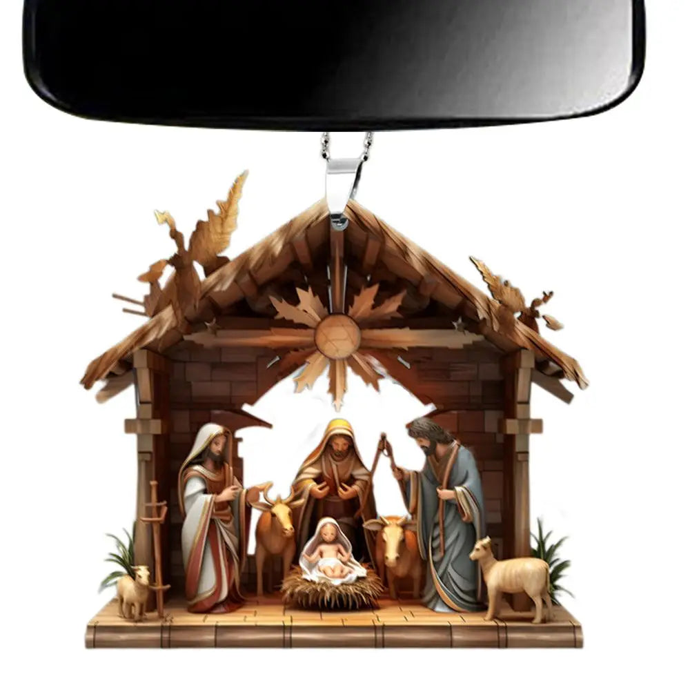 Christmas Nativity Scene Ornaments The Birth Of Jesus Decor Nativity Scene Acrylic 3D Decoration For Christmas Tree car Decor