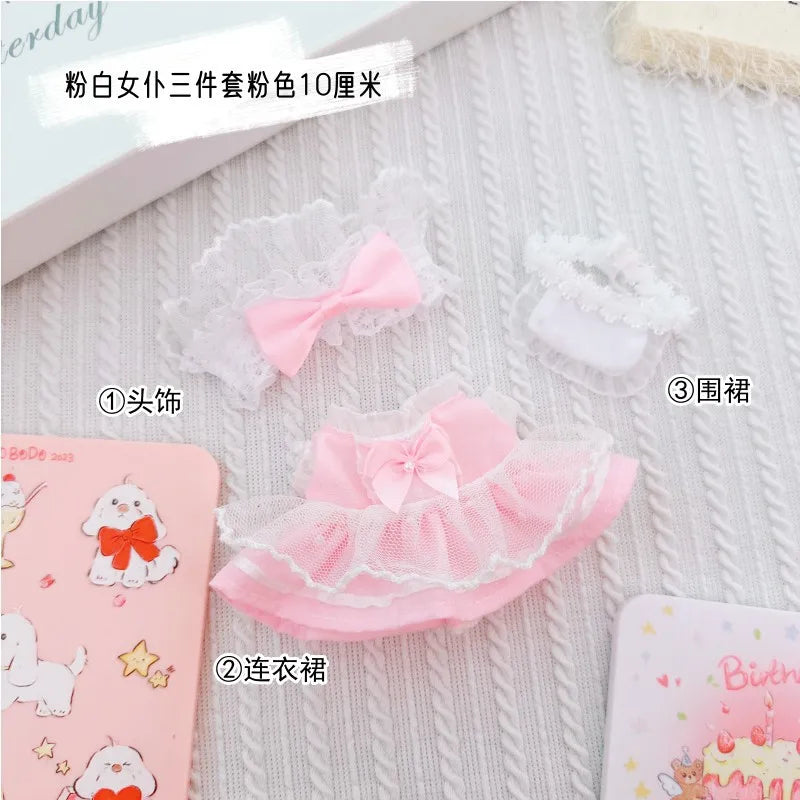 17cm Labubu Clothes Cute Mini Plush Doll's Outfit Accessories Suit Overalls Dress Hairpin for Labubu Dolls Fans Children Gift