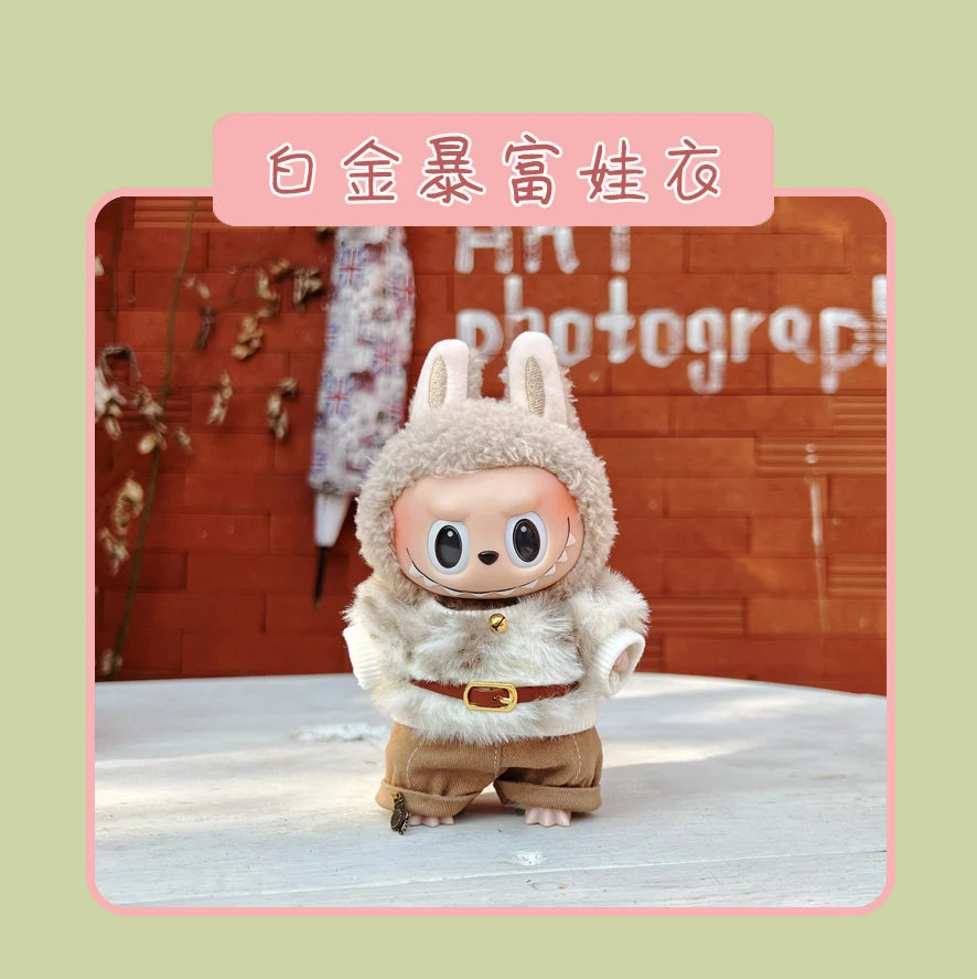 Hot Labubu Doll Clothes Fashion Clothes Hoodies For 17cm Doll Clothes Color Match Hoodies Dolls Accessories Cute Little Cloths