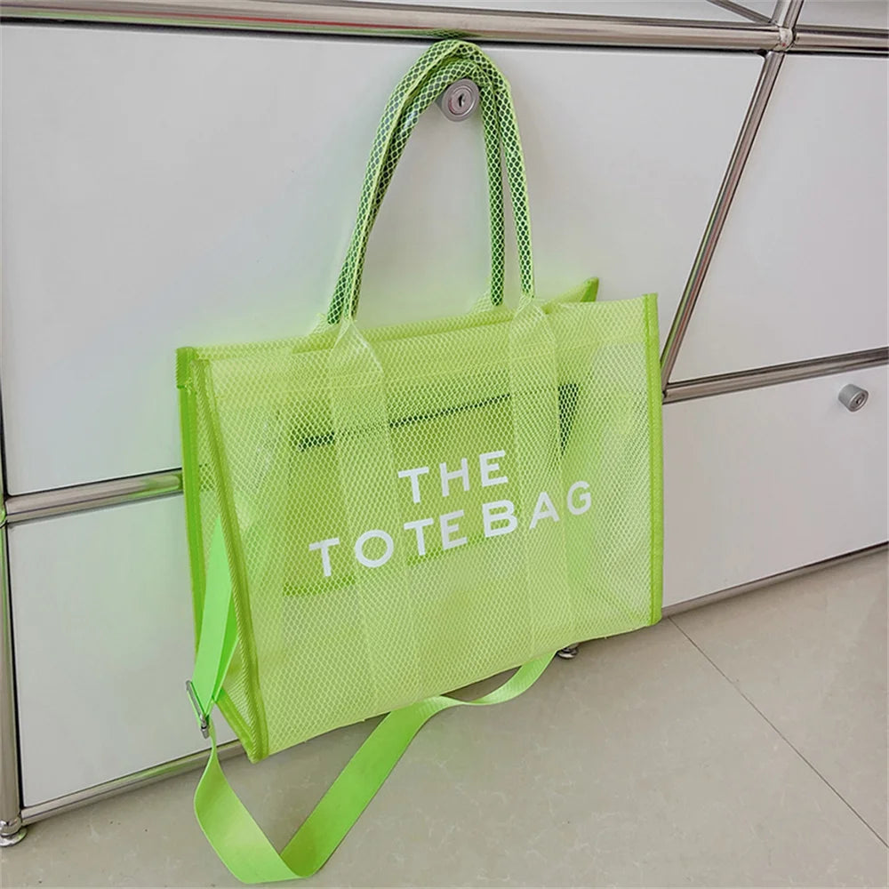 Women Large Tote Handbag Clear PVC Beach Bag Transparent Bag Luxury Designer Shoulder Crossbody Summer Beach Jelly Bags bolso mu