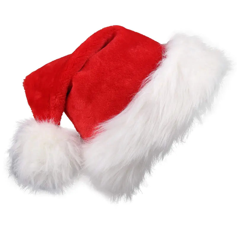 Christmas Santa Hat For Adults And Kids Xmas Holiday Hats Unisex Velvet Red Classic Fur Comfort New Year Festive Party Supplies