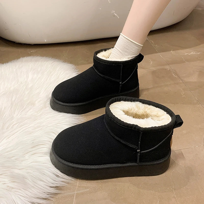 2024 New Classic Thickened Fluff Women's Snow Boots Comfortable Warm Ankle Boots Women Winter Ladies Shoes Chunky Botas Mujer