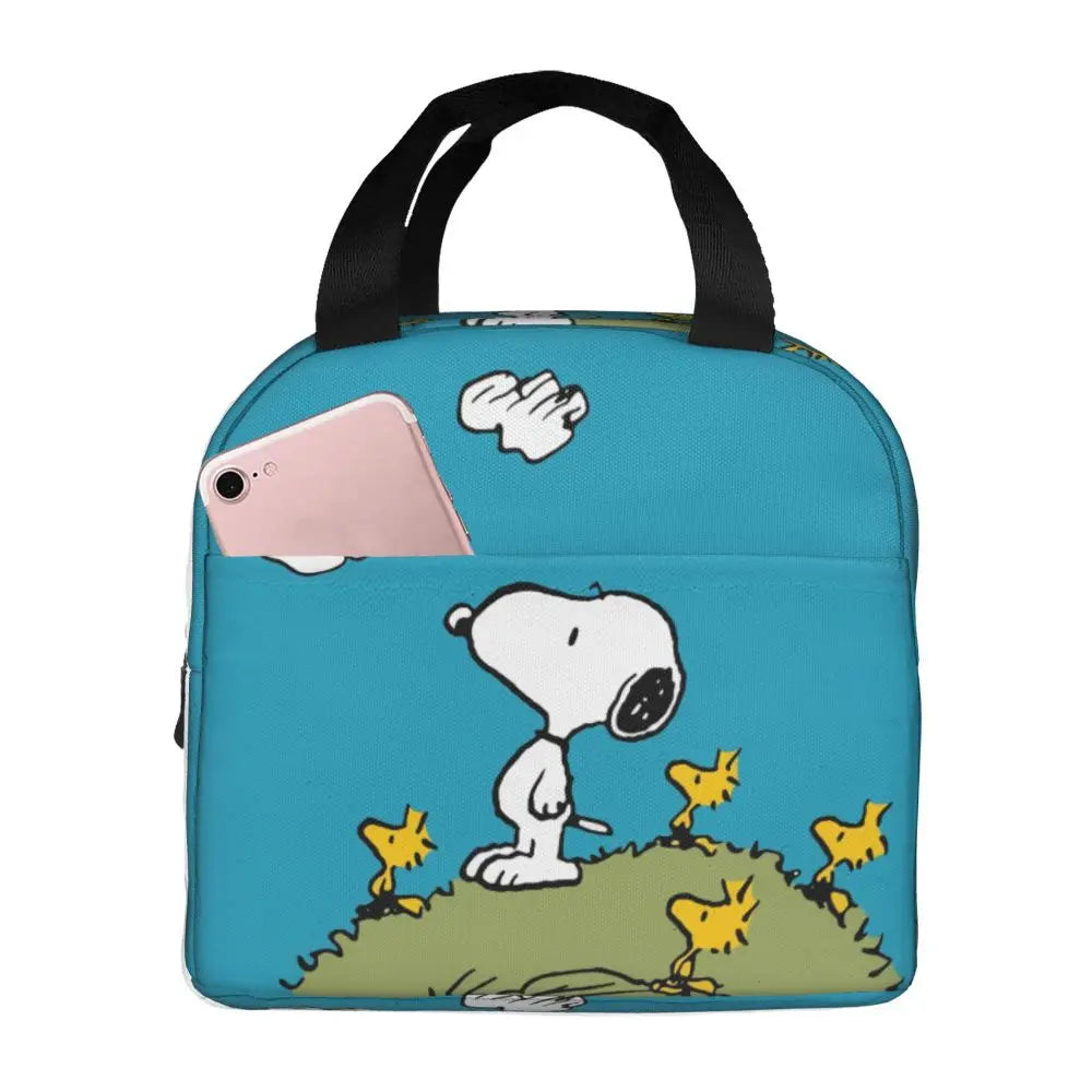 Custom Funny Cartoon Snoopy Lunch Box Waterproof Thermal Cooler Food Insulated Lunch Bag Kids For Kids Portable Picnic Tote Bags