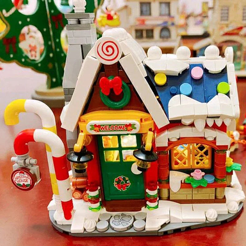 Mini Building Blocks Cute Christmas House Assembled Bricks for Adults and Children Cartoon Toys Gifts Home Furnishings