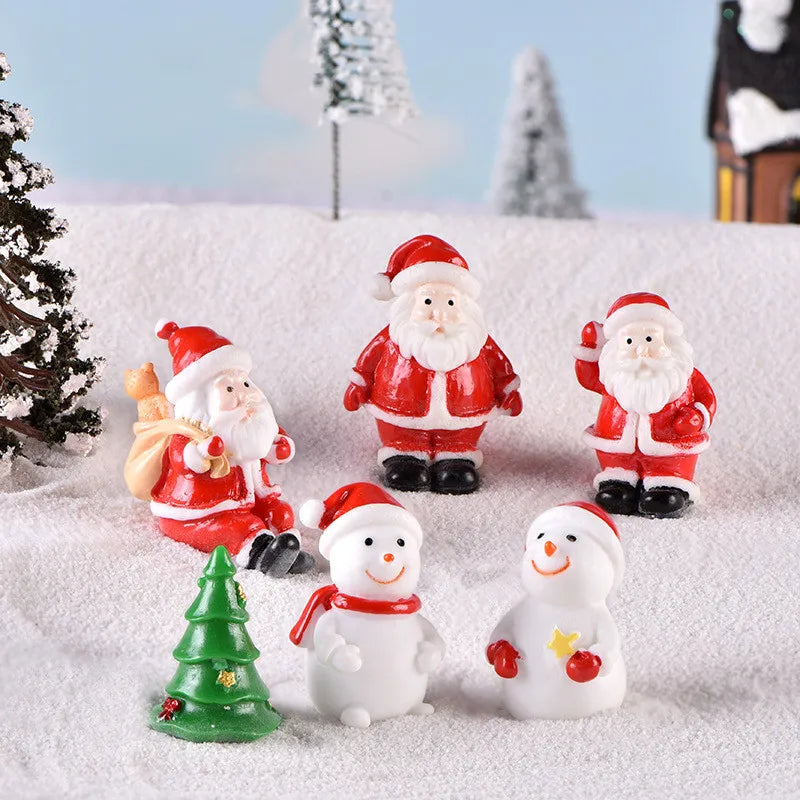 New Christmas Gift Figurines Miniature Santa Claus Snowman Micro Landscape Ornaments For Home Decorations Kawaii Desk Decor Room