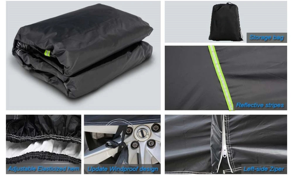 Full Car Cover All Weather Outdoor Car Covers with Zipper Windproof Heavy Duty Waterproof Protection for 2010-2023 Chevy Camaro