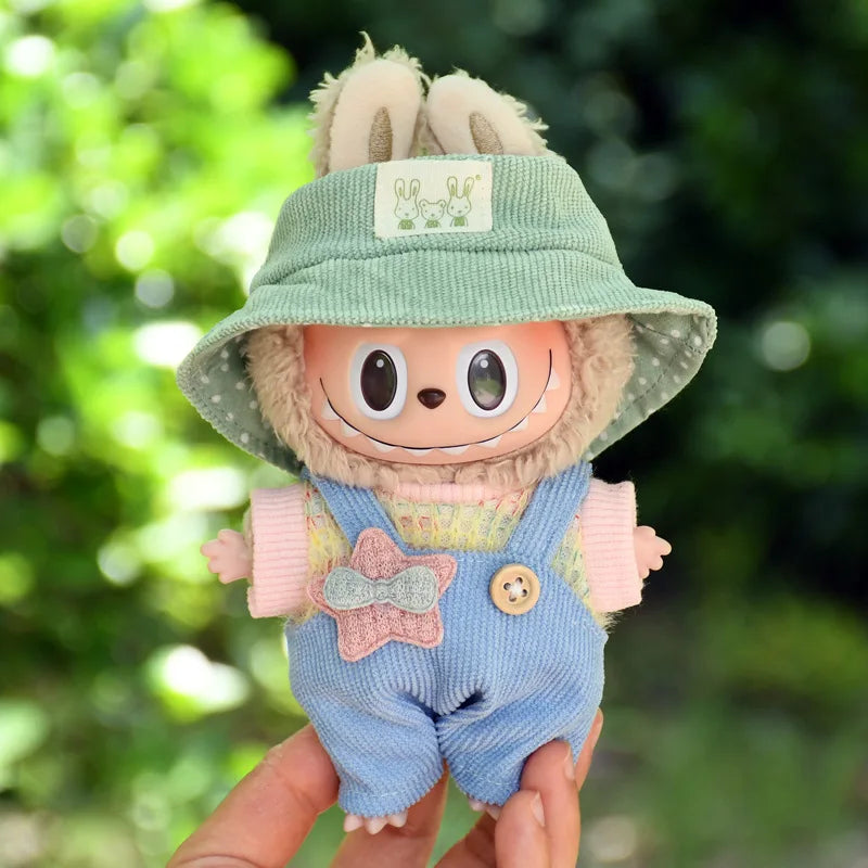 17cm Cute Mini Plush Doll'S Clothes Outfit Accessories For Korea Kpop Exo Labubu Idol Dolls Overalls Hat Clothing DIY Kids Gift