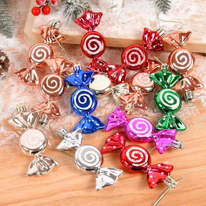 6pcs/box Christmas Candy Pendant Xmas Tree Hanging Ornaments Christmas Decorations For Home 2023 Navidad Noel New Year Kids Gift