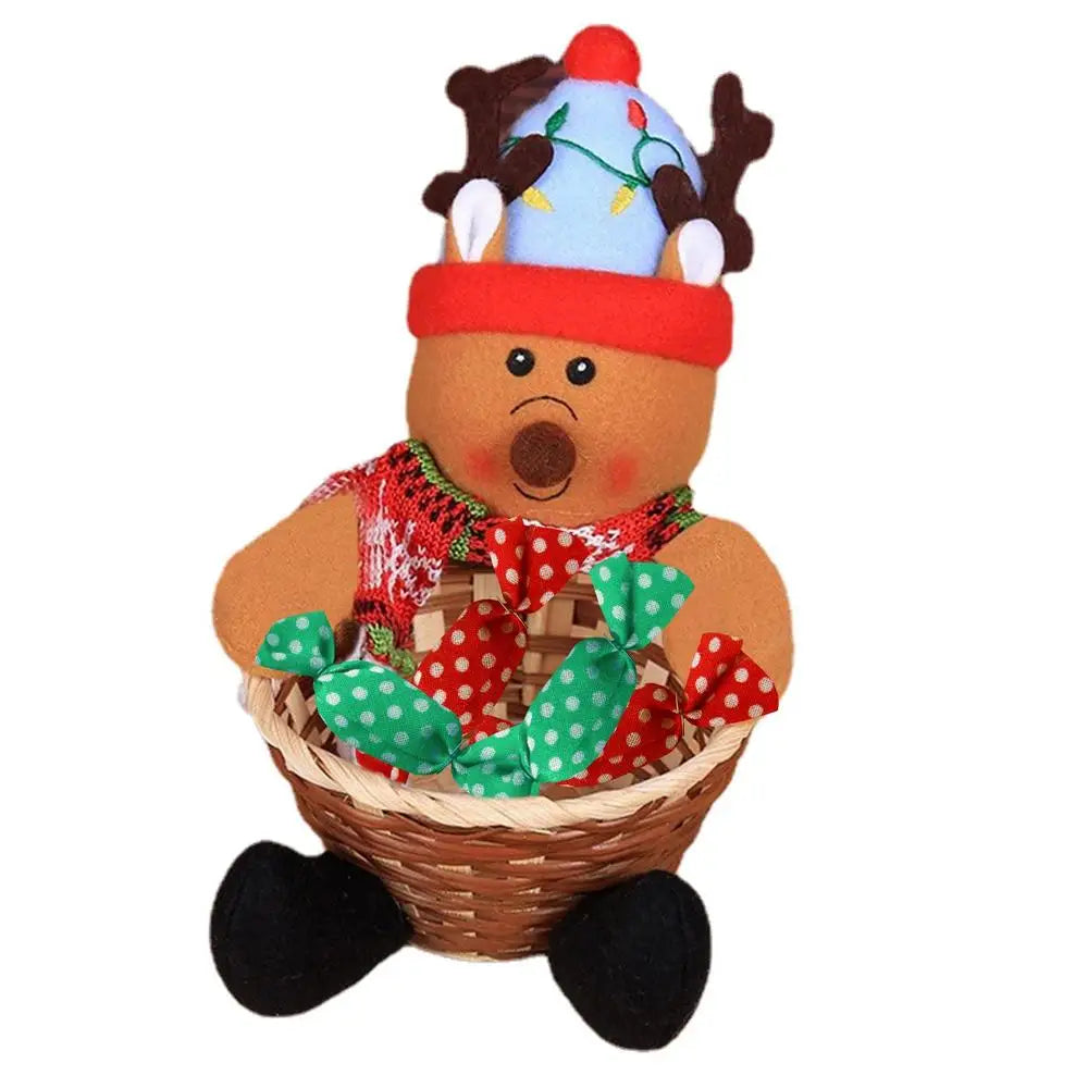 Christmas Candy Bowl Basket Christmas Table Decor Candy Holder Christmas Candy Storage Basket with Gingerbread Man Penguin Deer