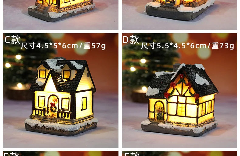 2022 LED Christmas Decorations Resin Small House Micro Landscape XMS Ornament Christmas Gift Decorative Figurines  Home Decor