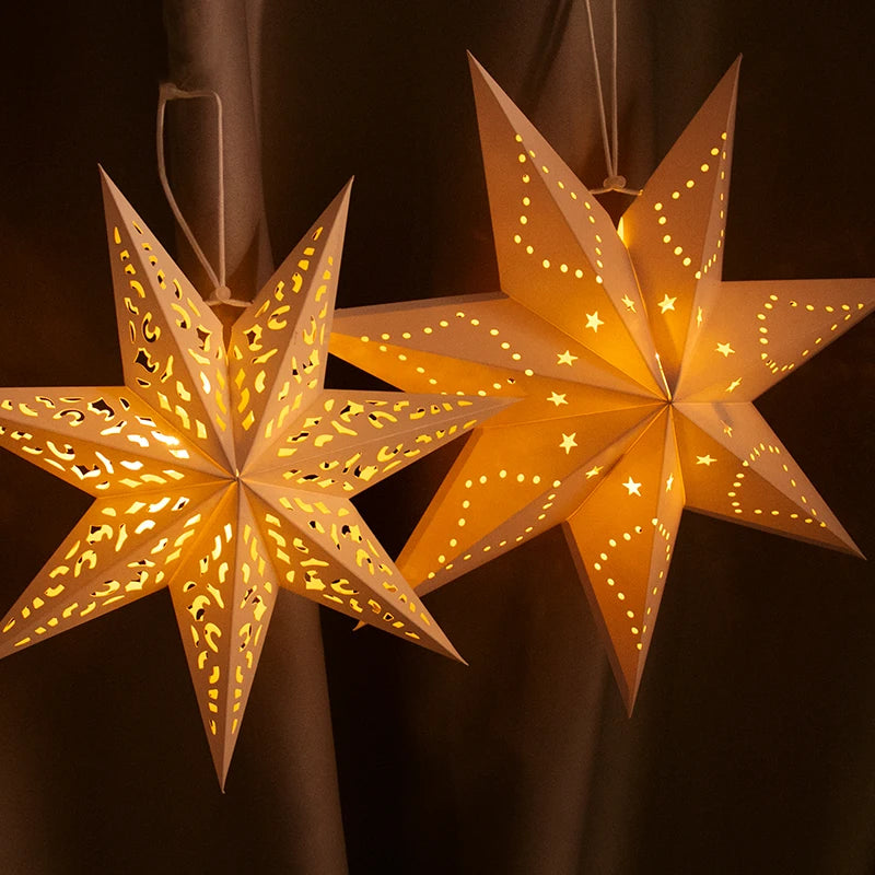 35/45/75cm Hollow Out Star Hanging Pendant Eid Mubarak Decorative Home Islam Muslim Light Paper Lantern Stars Lampshade Decor