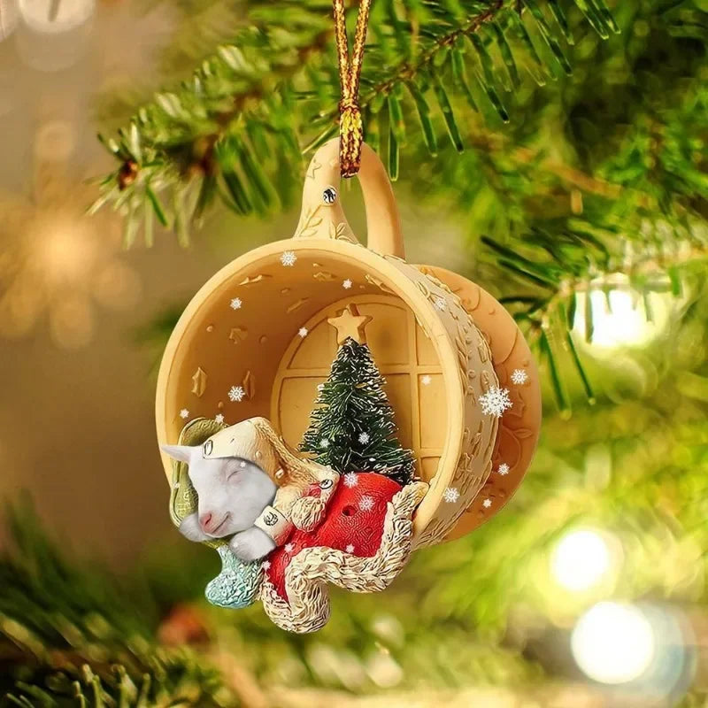 Cute Puppy Acrylic Christmas Pendant, Christmas Tree Ornaments Christmas Decorations for Home 2024 Gifts New Year Room Decor