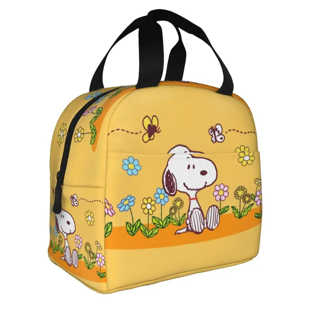 Custom Funny Cartoon Snoopy Lunch Box Waterproof Thermal Cooler Food Insulated Lunch Bag Kids For Kids Portable Picnic Tote Bags