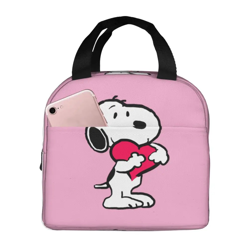 Custom Funny Cartoon Snoopy Lunch Box Waterproof Thermal Cooler Food Insulated Lunch Bag Kids For Kids Portable Picnic Tote Bags