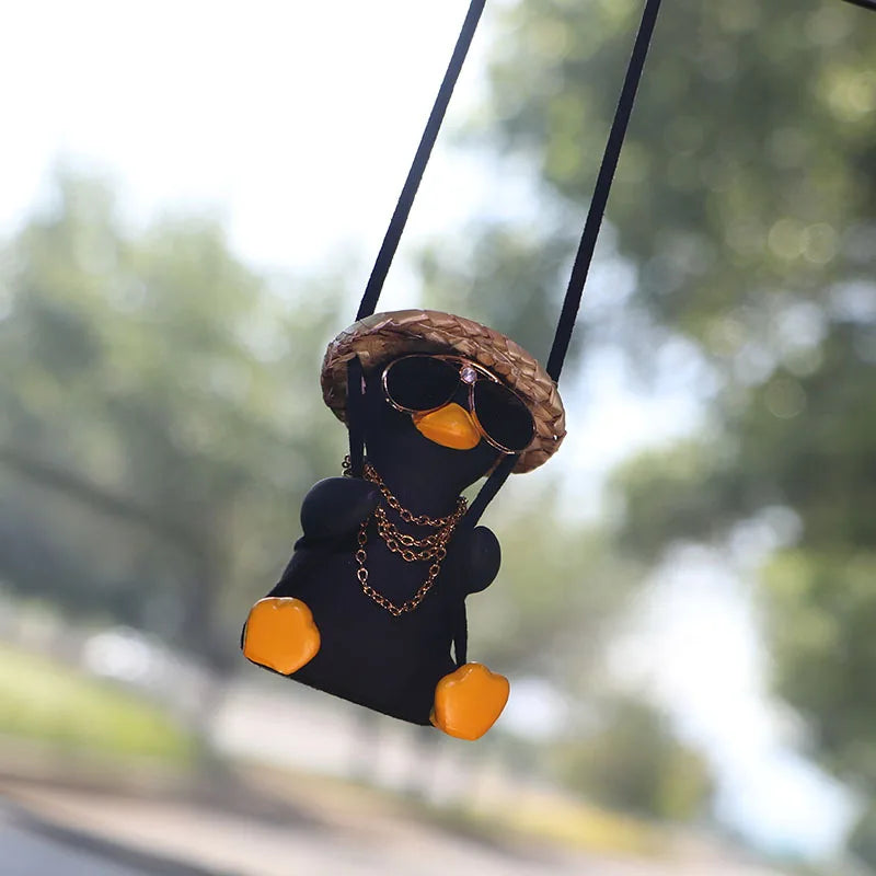 Swinging Duck Car Pendant Cute Guitar Coke Duck Auto Rearview Mirror Hanging Ornaments Interior Decoraction Car Accessories