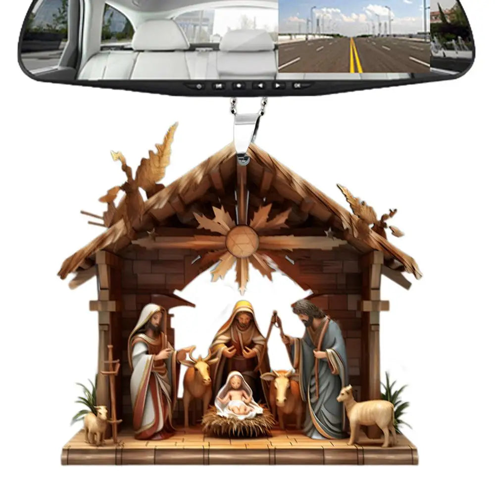 Christmas Nativity Scene Ornaments The Birth Of Jesus Decor Nativity Scene Acrylic 3D Decoration For Christmas Tree car Decor