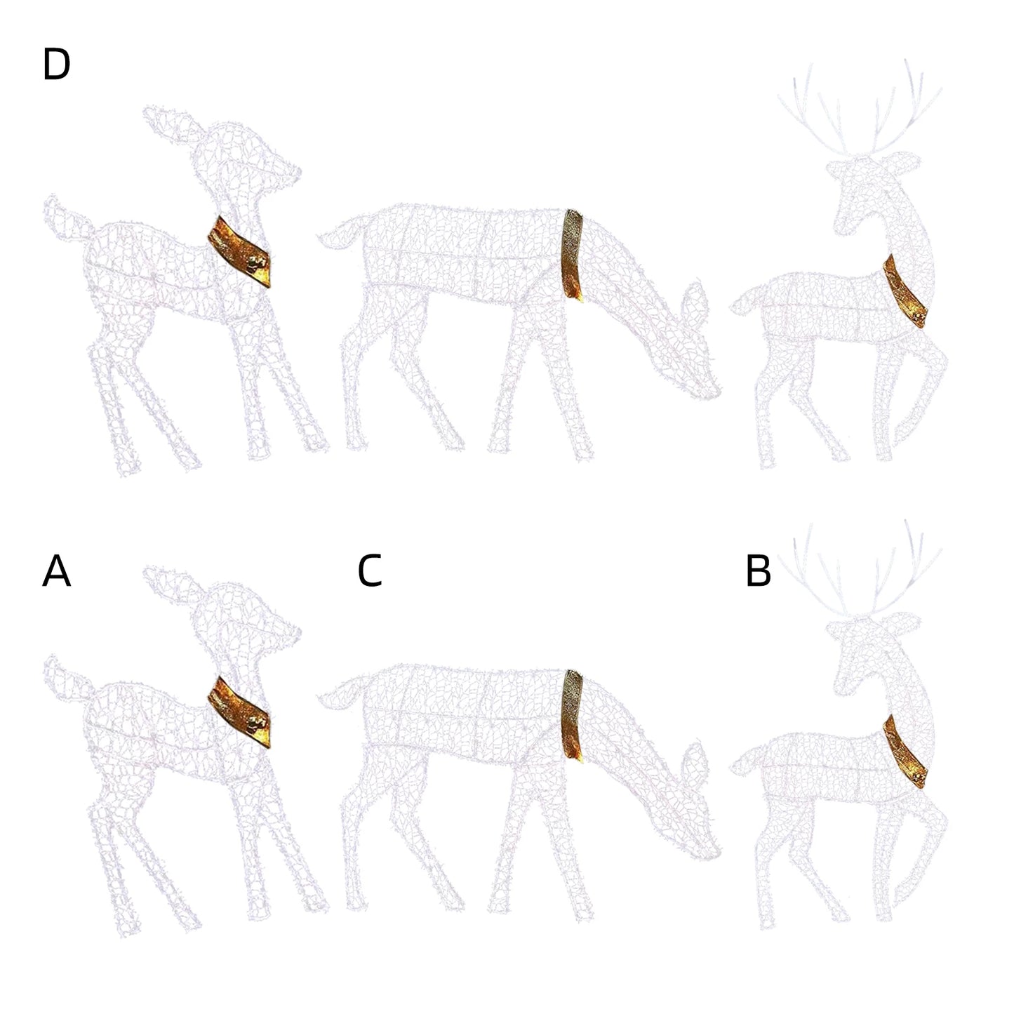 Metal Frame Reindeer Decor Glowing Christmas Deer Ornament Set with Led Lights for Outdoor Xmas Decorations Metal Frame for Home