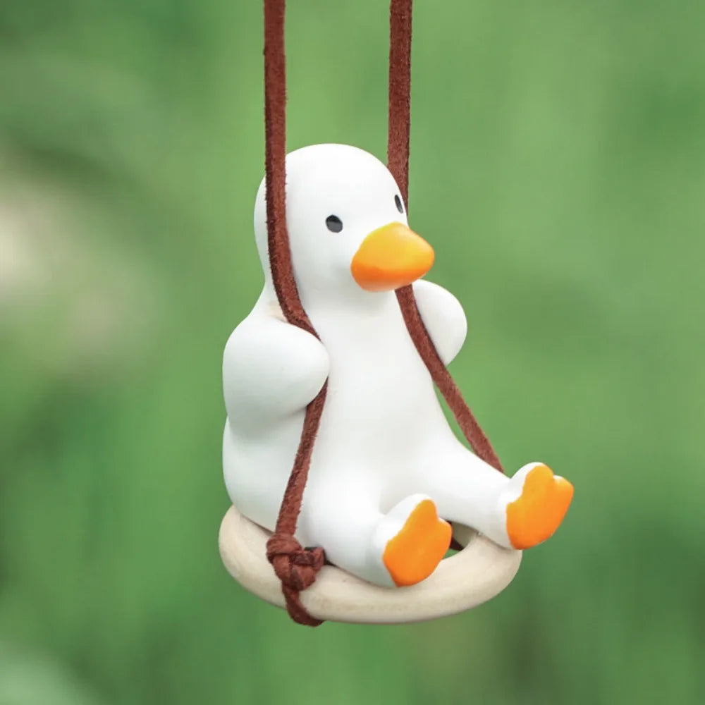 Car Pendant Cute Anime Little Duck Swing Auto Rearview Mirror Hanging Ornaments Interior Decoraction Accessories for Girls Gifts