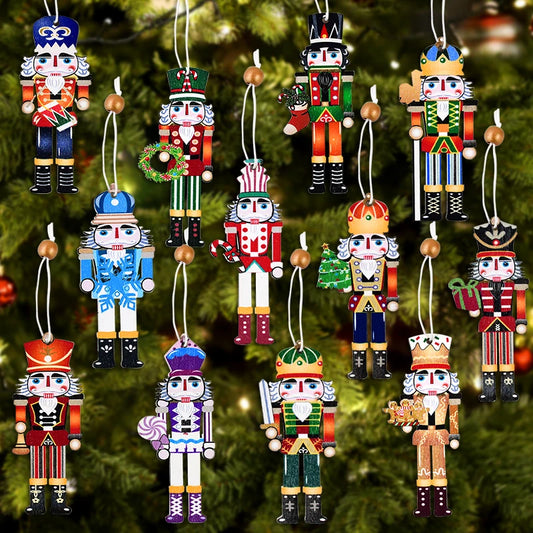 9pcs Christmas Nutcracker Soldier Wooden Pendant Xmas Tree Hanging Ornament 2024 Navidad Decoration for Home 2025 New Year Gifts