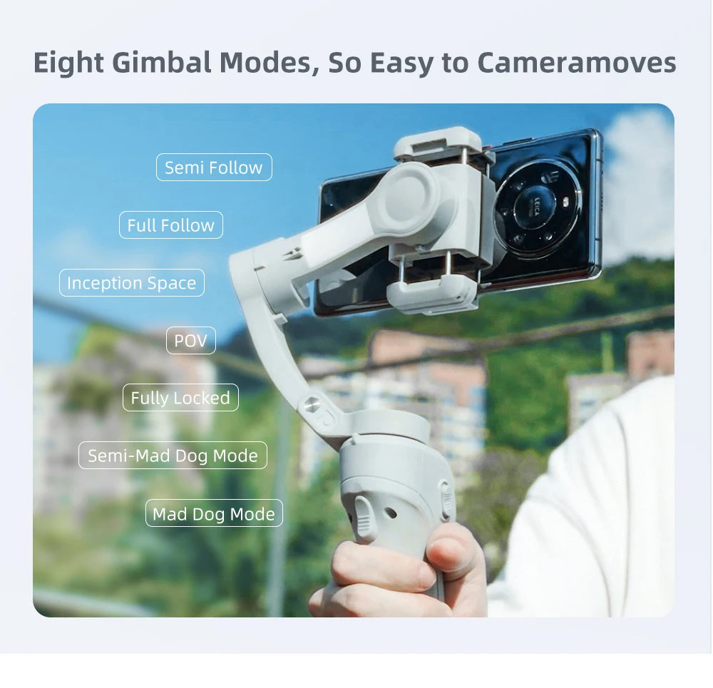 M01 3-Axis Gimbal Anti Shake,Fill Light Zoom Key,Foldable Gimbal Stabilizer with Tripod for iPhone Android Smartphone Vlog/Video