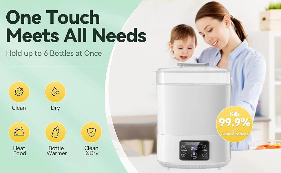 Baby Feeding Bottle Warmer & Sterilizers & Dryer Heater Electric Steam Bottle Sanitizer Large Bottle Steamer with Touch Screen