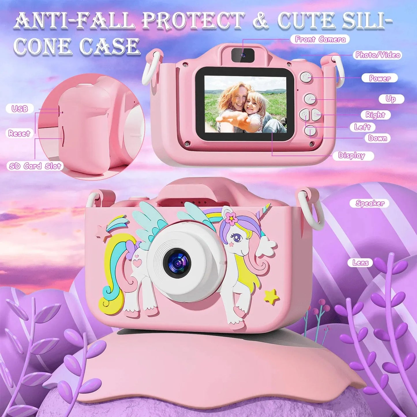 Children Camera 1080P HD Toddler Digital Video Camera 2.0-inch Kids Camera with Silicone Cases Toys for Christmas Birthday Gifts