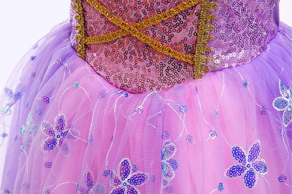 Children Girl Rapunzel Dress Kids Tangled Disguise Carnival Girl Princess Costume Birthday Party Gown Outfit Clothes 2-10 Years