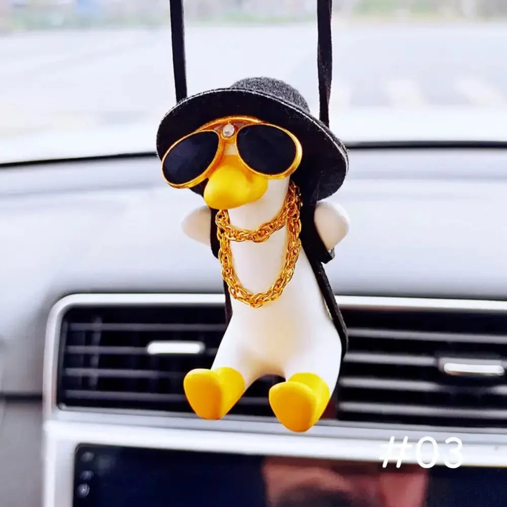 Car Pendant Cute Anime Little Duck Swing Auto Rearview Mirror Hanging Ornaments Interior Decoraction Accessories for Girls Gifts