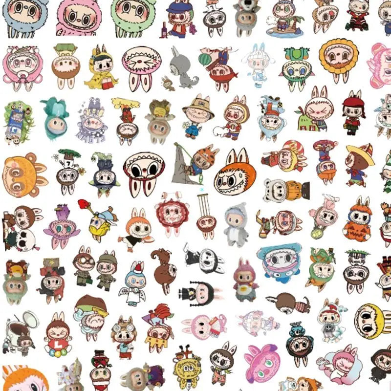 103 PCS Labubu Cute Monster Cartoon Waterproof Stickers Pack Anime Accessories