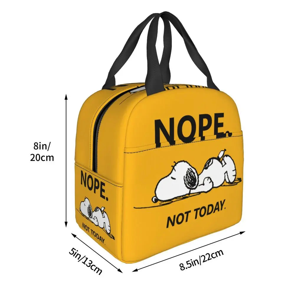 Custom Cute Cartoon Snoopy Insulated Lunch Box for Women Portable Warm Cooler Thermal Lunch Bag Picnic Food Container Tote Bags