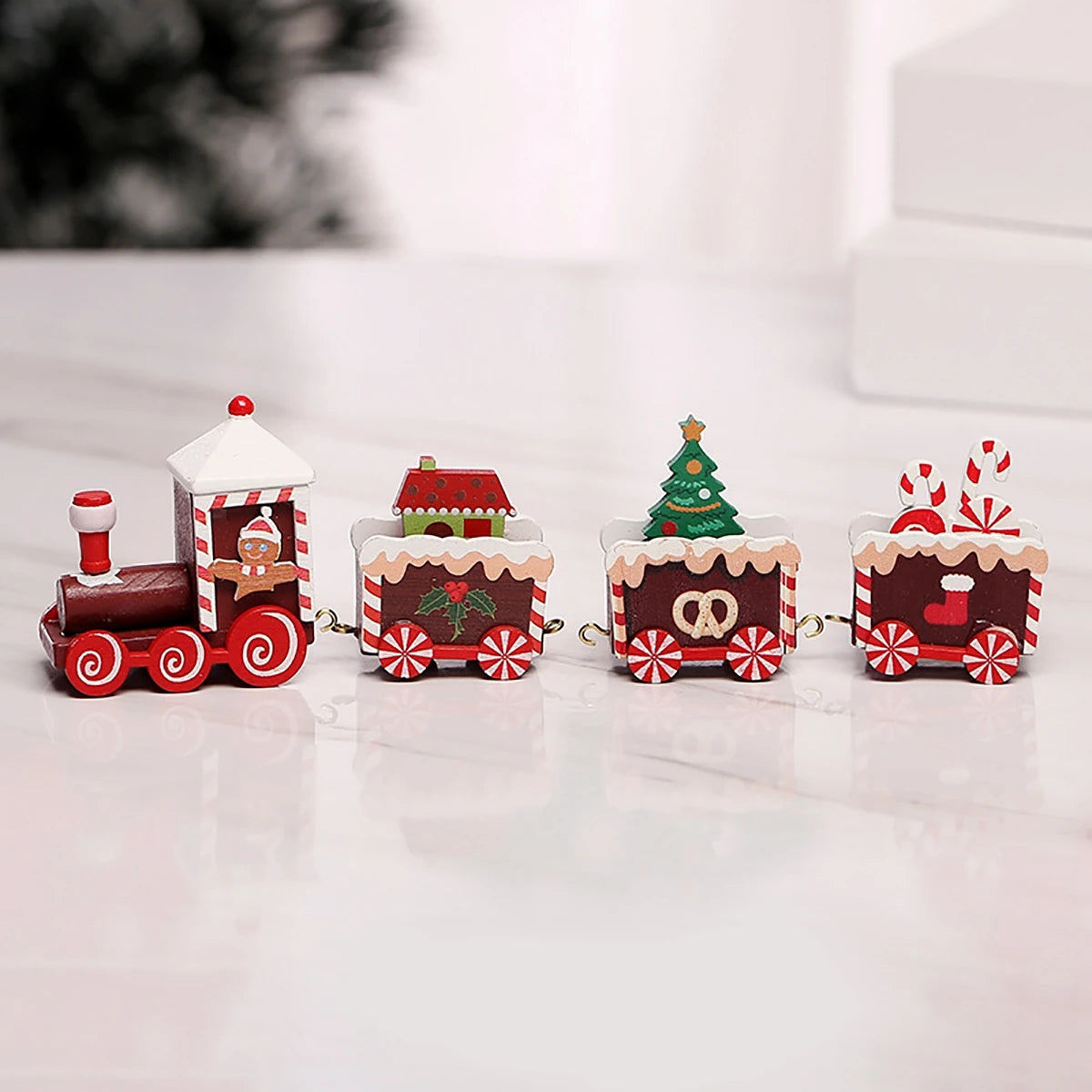 Wooden/Plastic Train Christmas Ornament Merry Christmas Decoration For Home 2024 Xmas Gifts Noel Natal Navidad New Year 2025